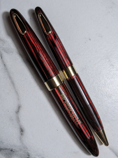 ~1947 Carmine Sheaffer Tuckaway Sovereign fountain pen & pencil - extra-fine point