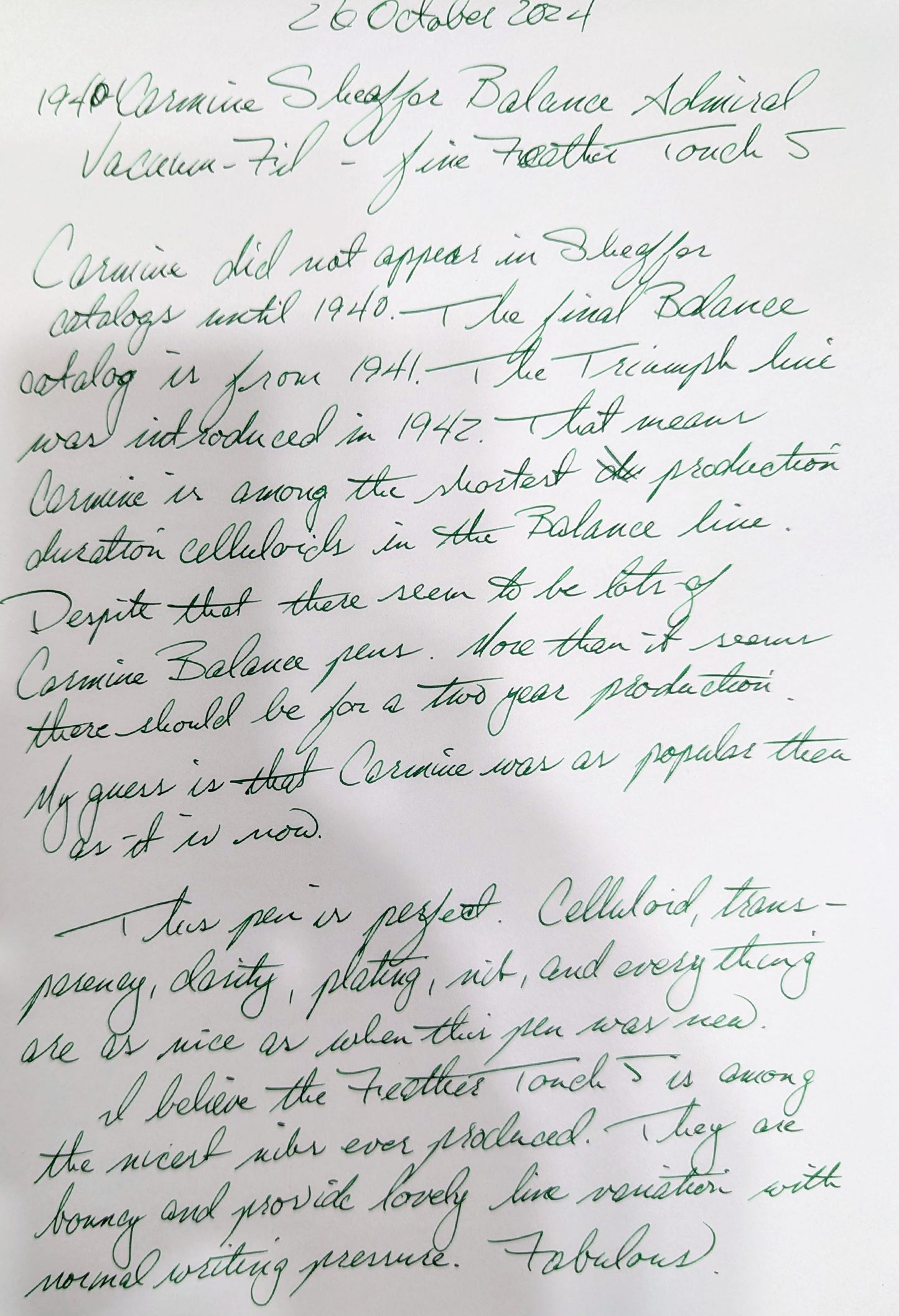 1940-1 Carmine Sheaffer Balance Admiral -Fine Feather Touch 5