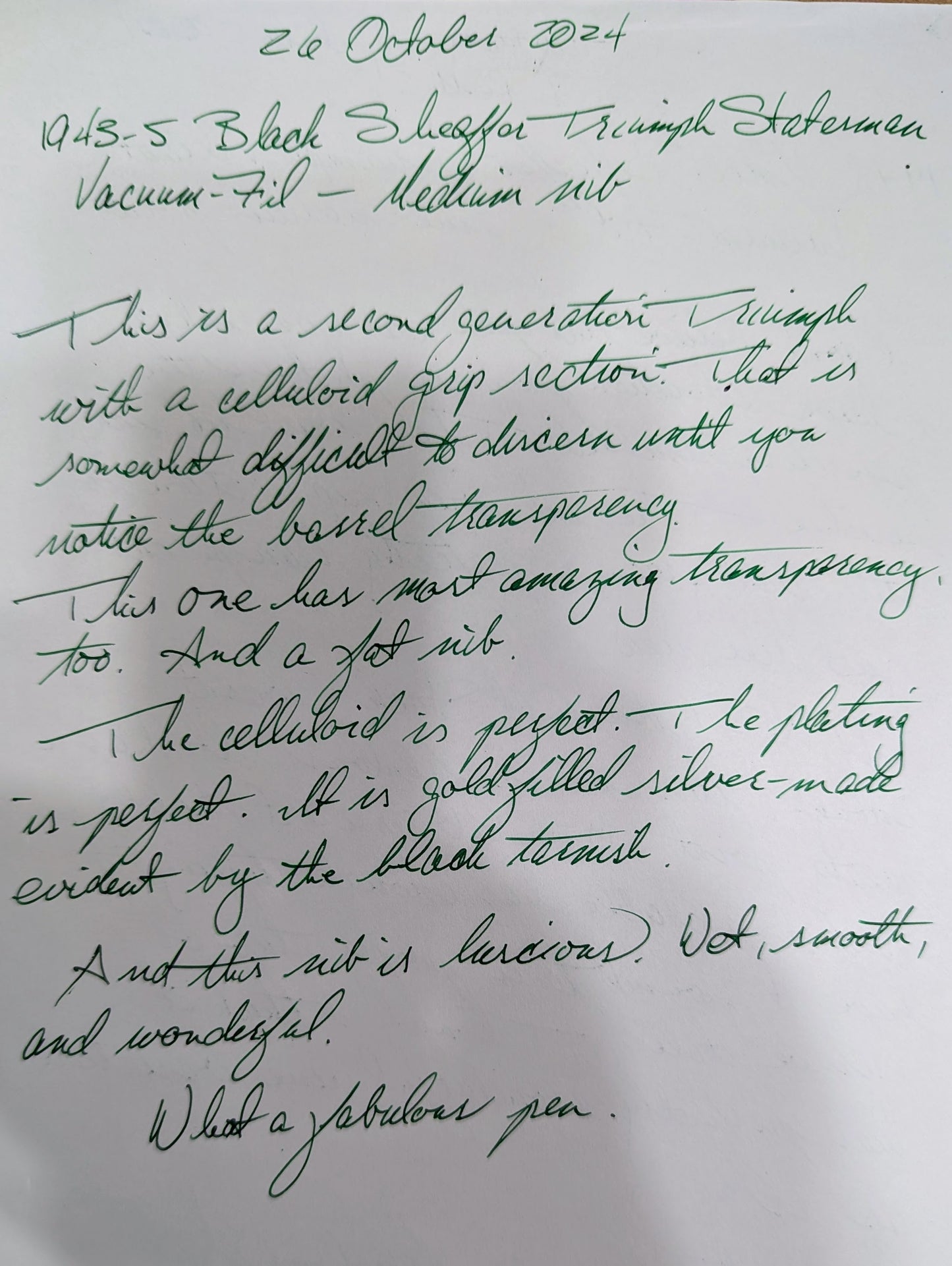 Triumph Statesman Sheaffer negro de 1943-5, punta mediana