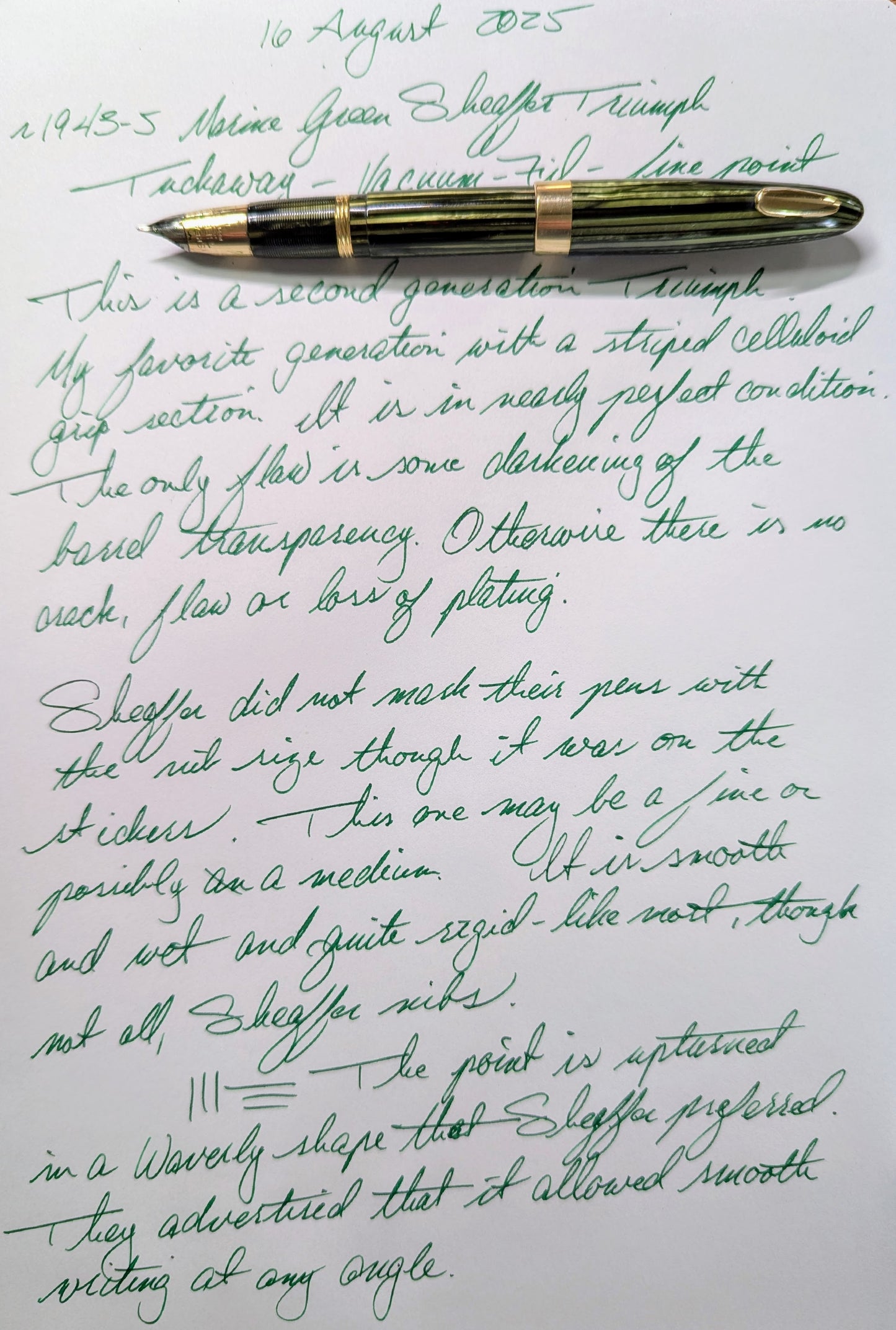 Marine Green Sheaffer Tuckaway Statesman fountain pen - fine point
