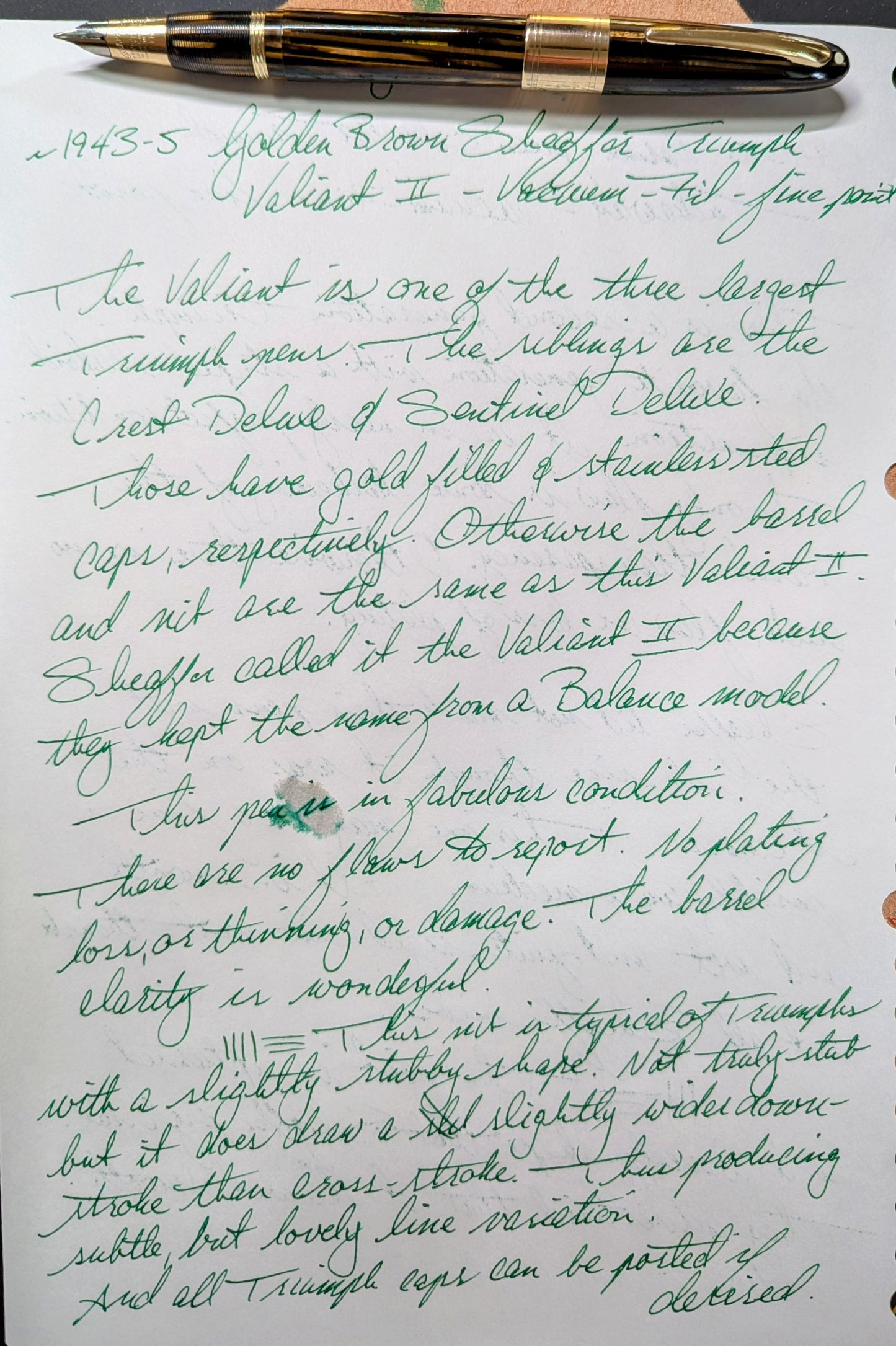 1943-5 Golden Brown Sheaffer Triumph Valiant II - fine nib (Copy)