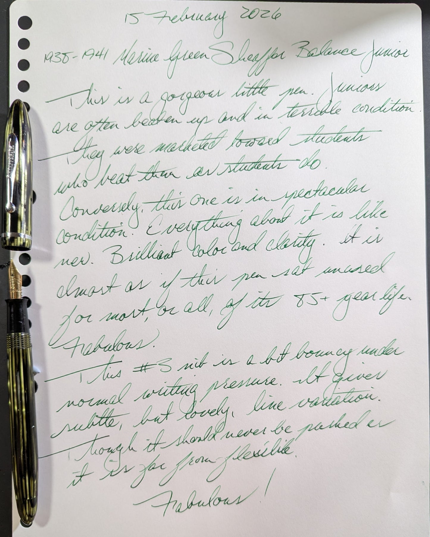 Marine Green Sheaffer Balance long Junior - fine point