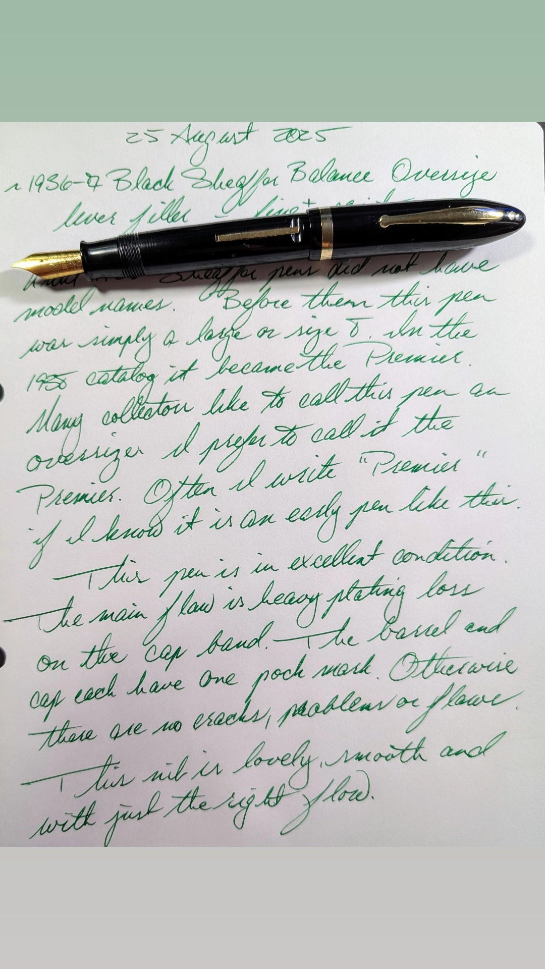 1936 Black Sheaffer Balance "Premier" pen - lever filler - Fine point