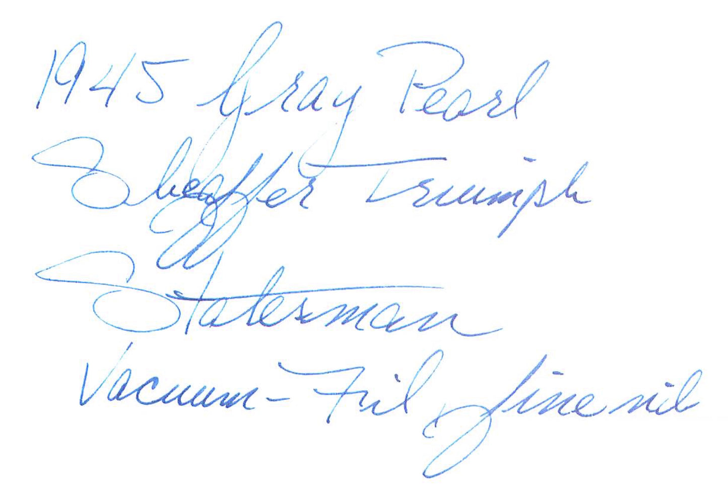 1945 Grey Pearl Sheaffer Triumph Statesman - Vacuum-Fil - 14k Fine-ExtraFine nib