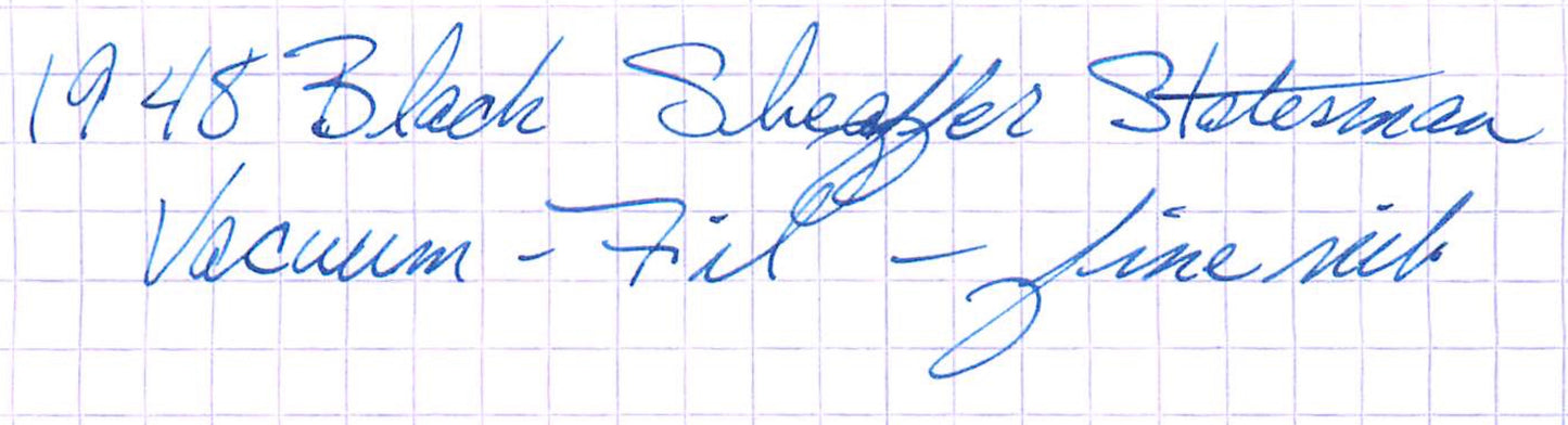Black 1948 Sheaffer Statesman - Vacuum-Fil - Fine Golden Spade