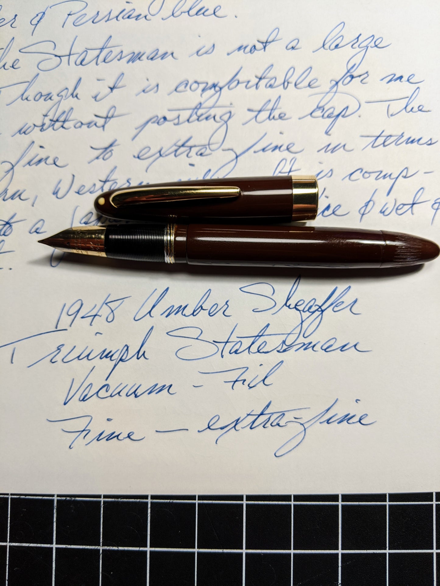 1948 Umber Sheaffer Triumph Statesman - Vacuum-Fil - fine/extra-fine