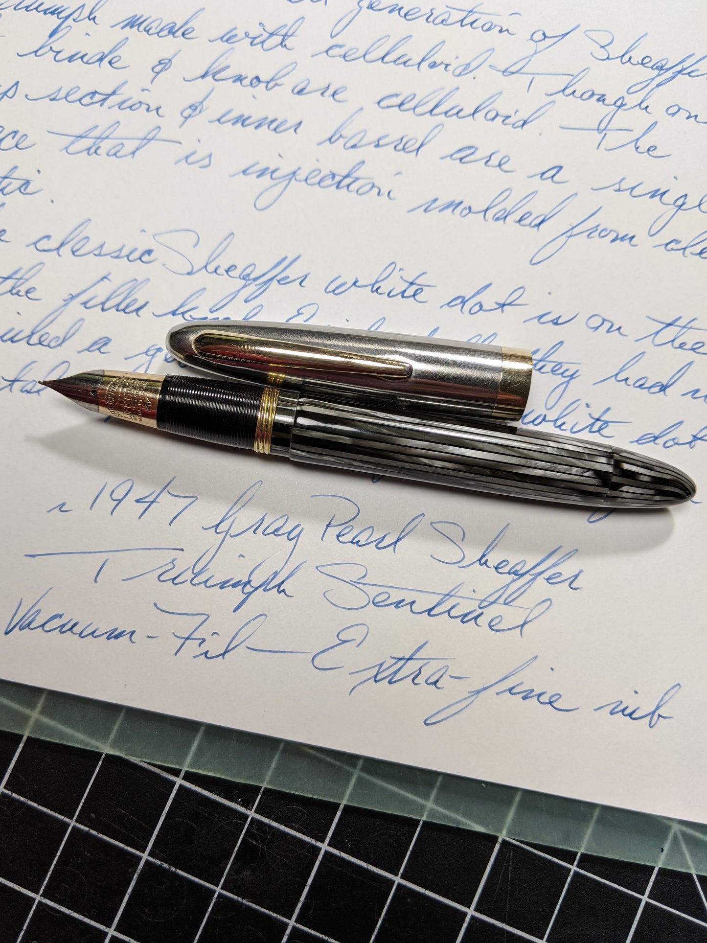 1947 Gray Pearl Sheaffer Triumph Sentinel - Vacuum-Fil - Extra-fine nib