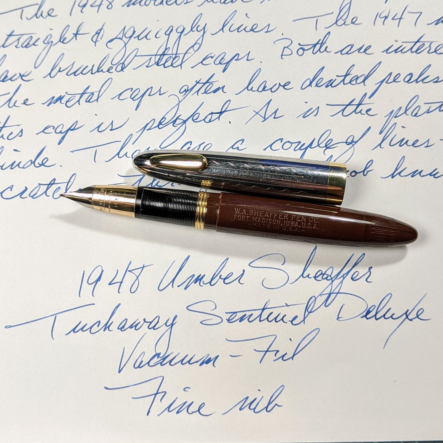 1948 Umber Sheaffer Tuckaway Sentinel Deluxe - Vacuum-Fil - fine nib