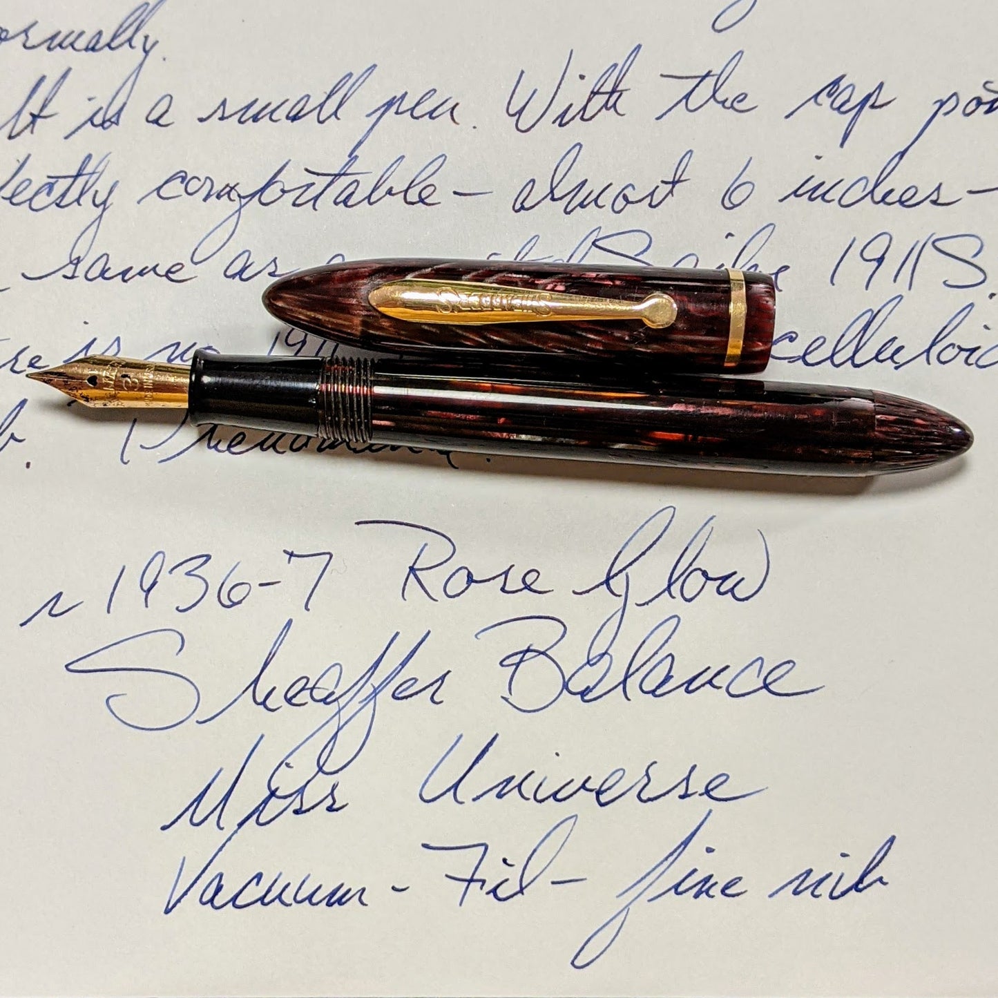 Balanza Sheaffer Rose Glow 1936-7 Miss Universo