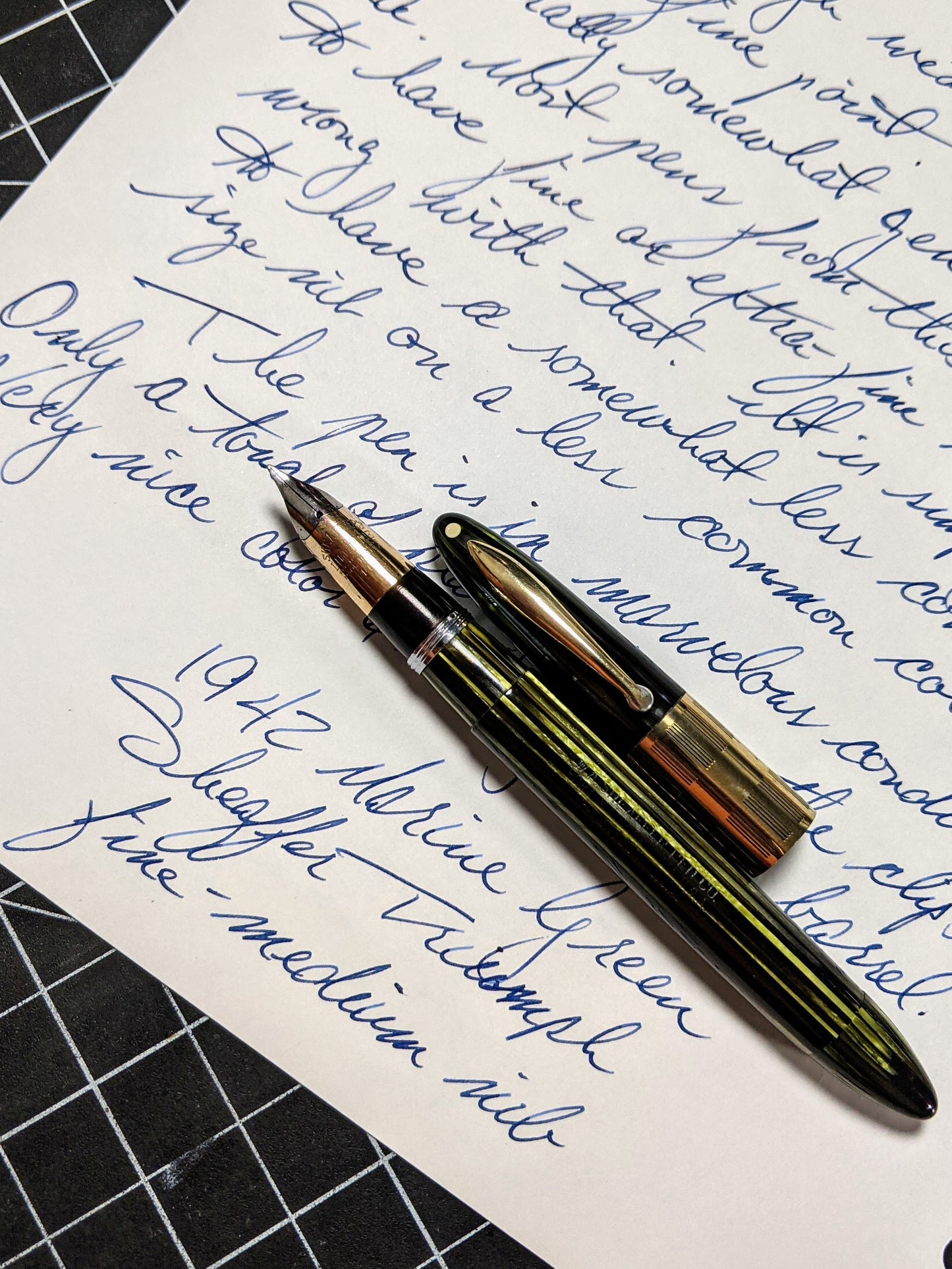 1942 Marine Green Sheaffer Triumph - fine-medium nib
