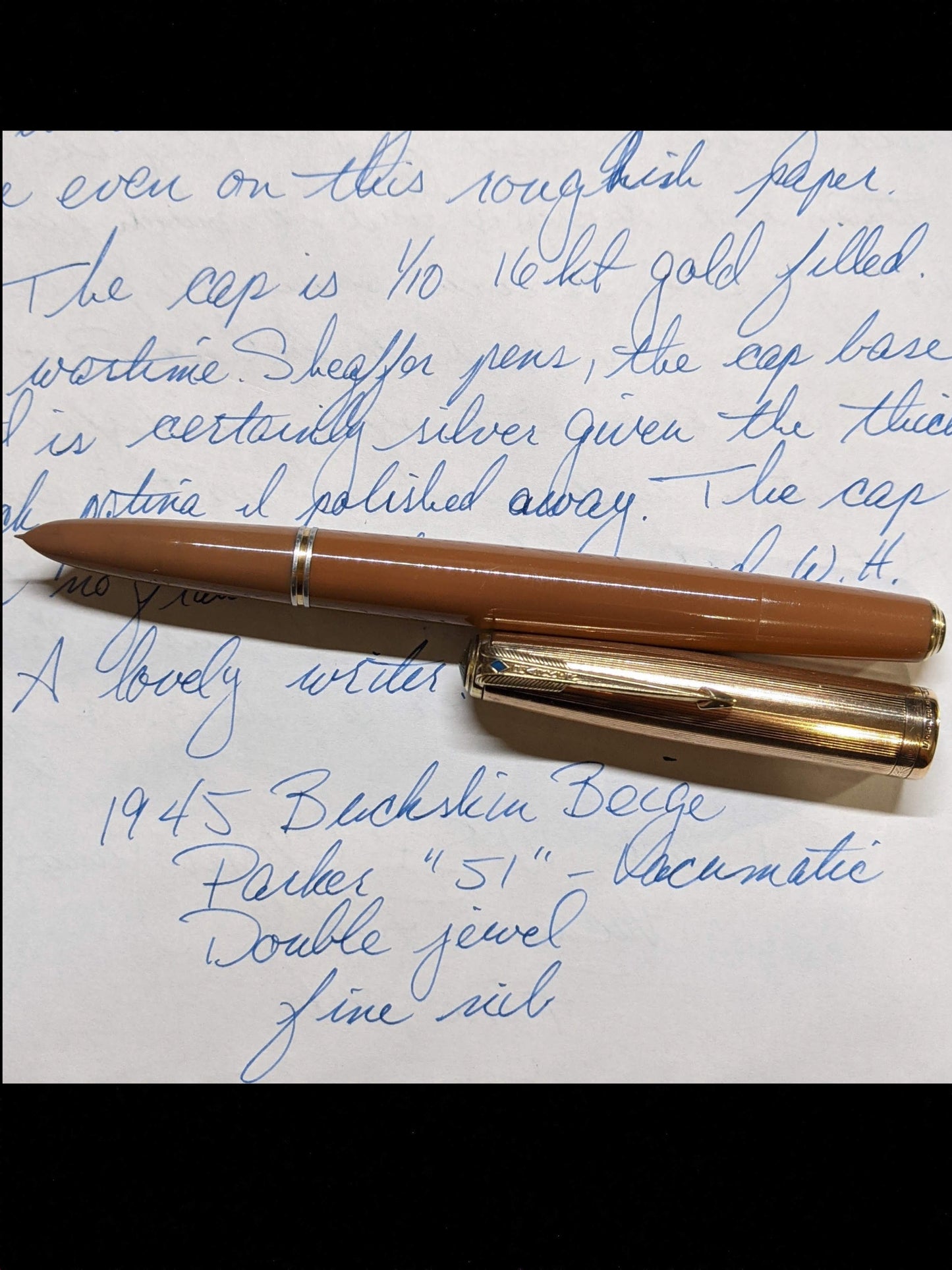 1945 Buckskin Beige Parker "51" Vacumatic - fine nib
