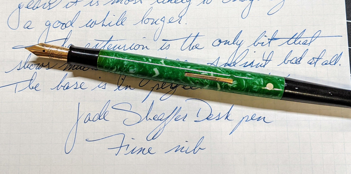 ~1930 Jade Sheaffer Desk pen model J74D - fine nib