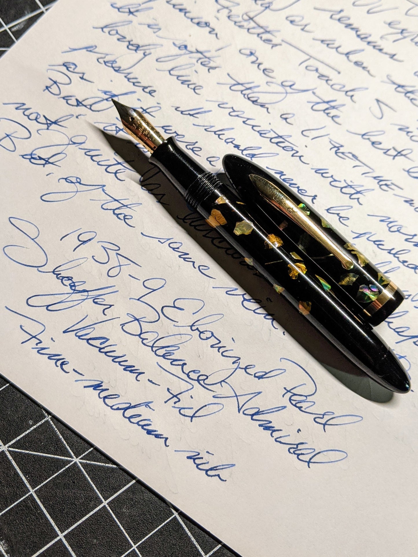 1938-9 Ebonized Pearl Sheaffer Balance Admiral fountain pen and pencil