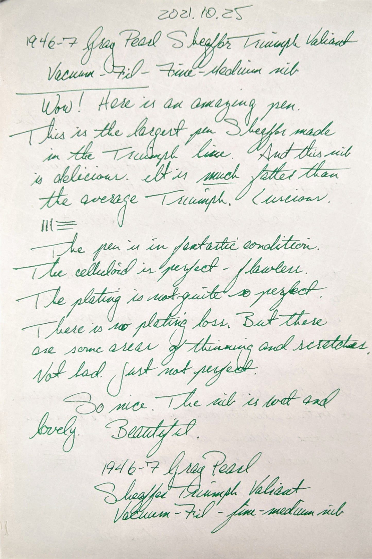 1946-7 Gray Pearl Sheaffer Triumph Valiant fountain pen