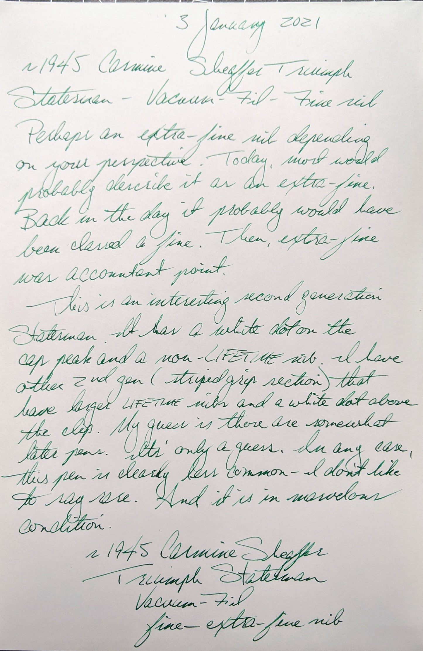 1943-5 Carmine Sheaffer Triumph Sovereign