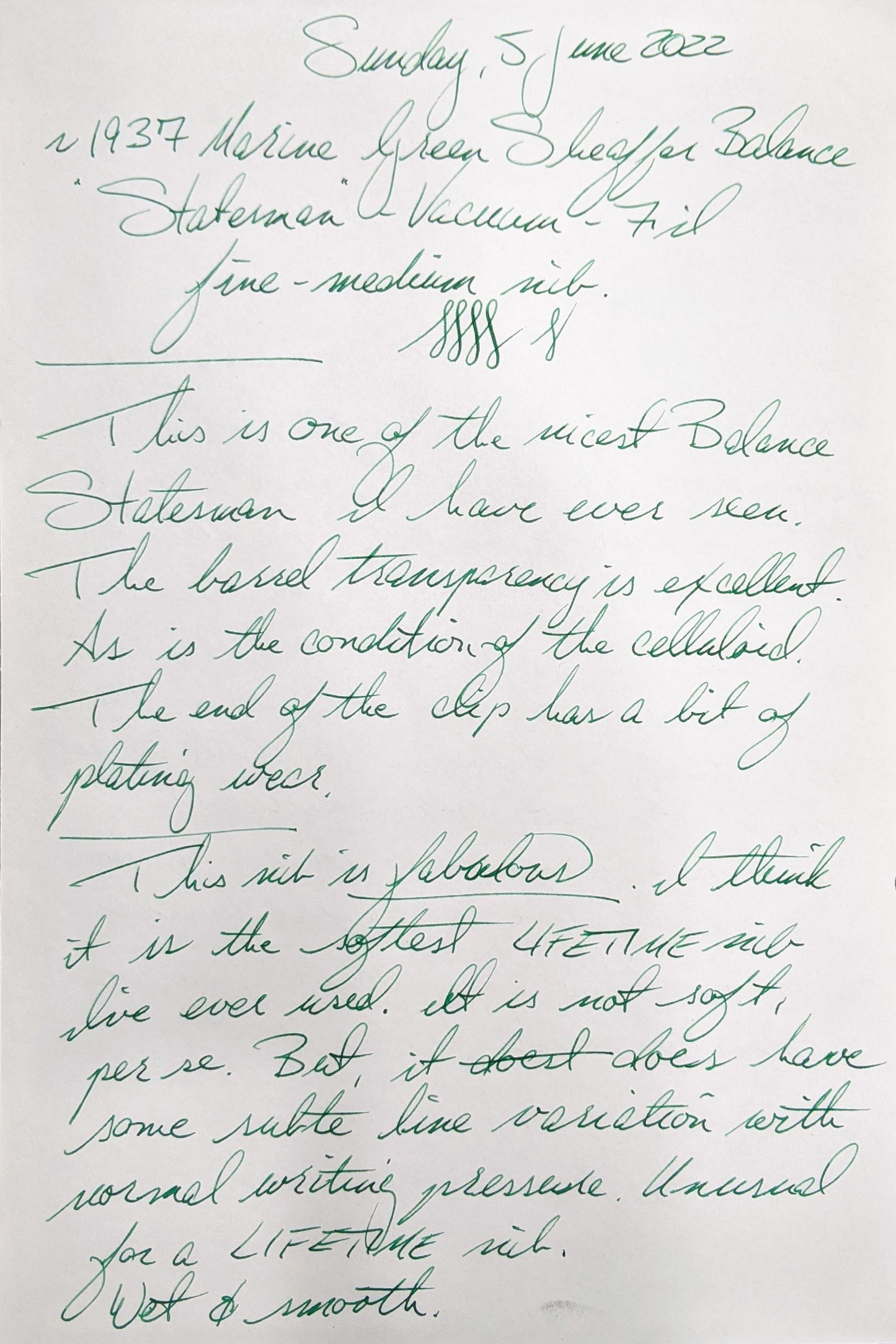 Stylo plume Sheaffer Balance Statesman vert marine