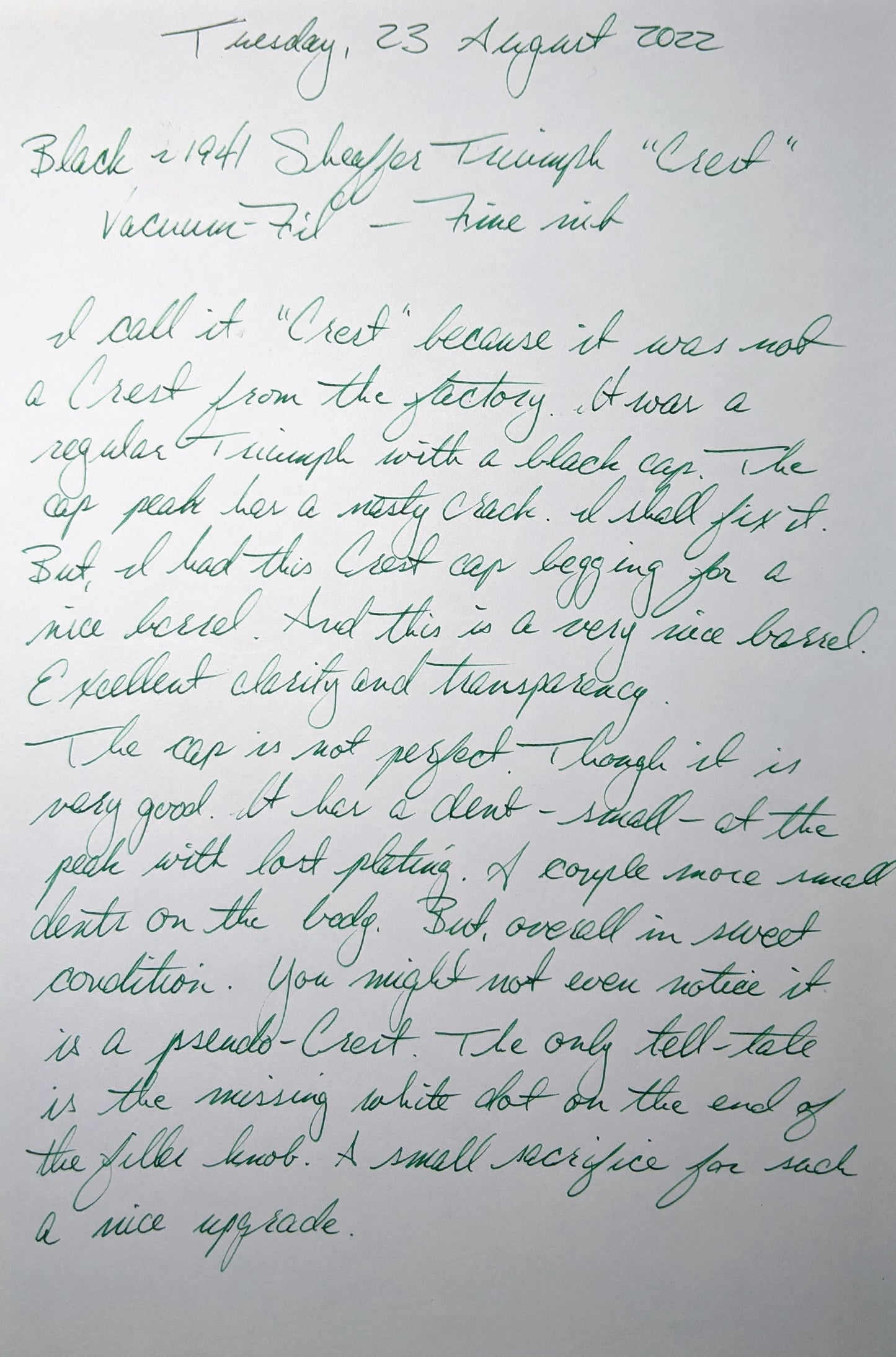 ~1942 Stylo plume Sheaffer Triumph "Crest" noir