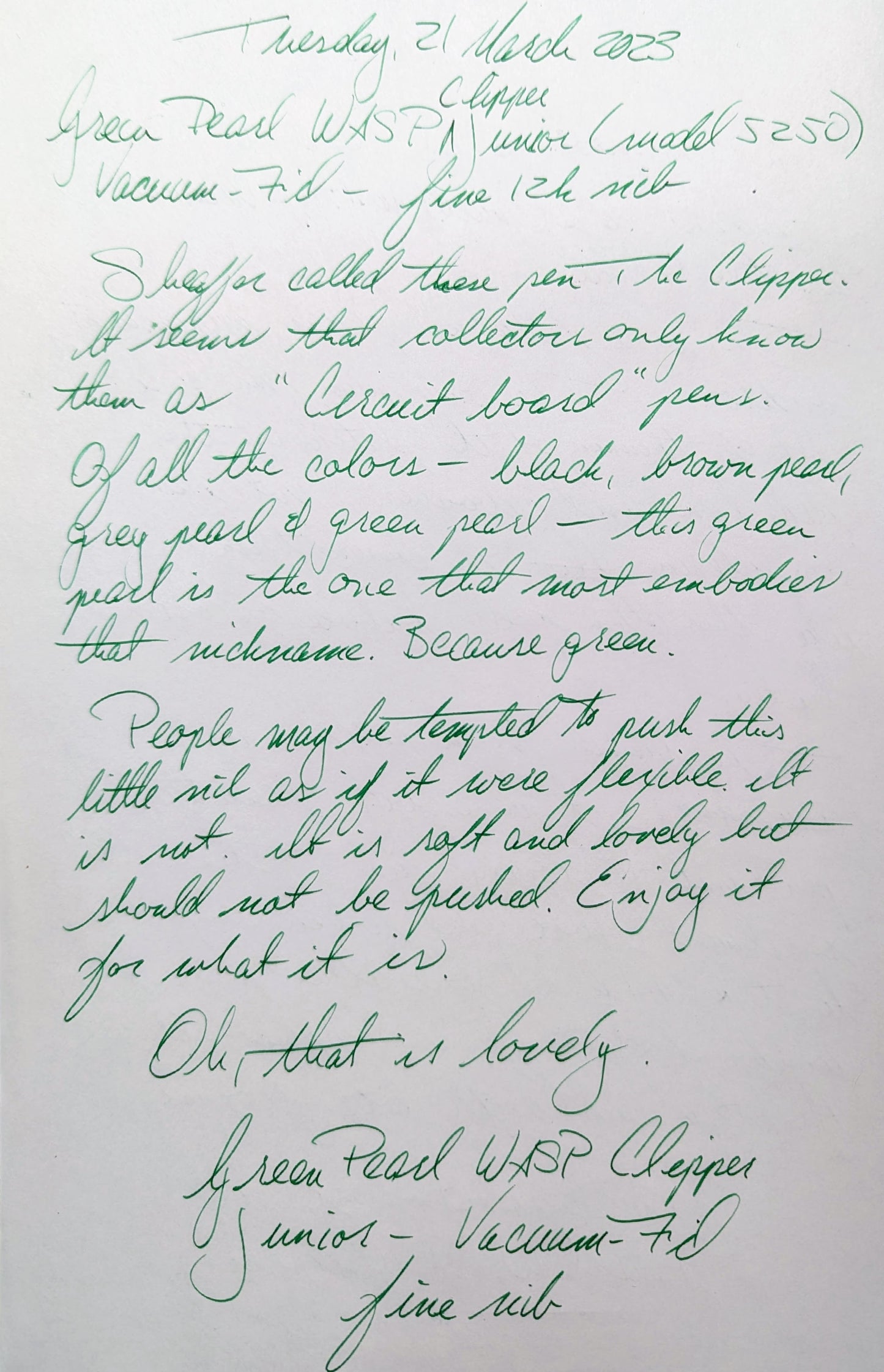 ~1938 Green Pearl Circuit Board WASP Clipper - Medium