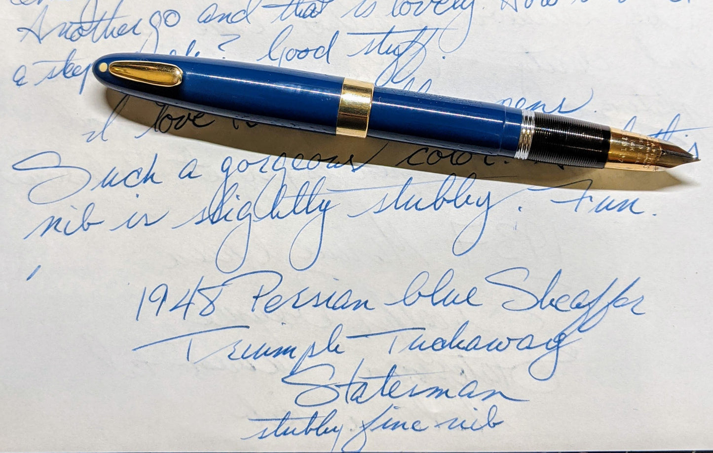 1948 Persian blue Sheaffer Triumph Tuckaway Statesman