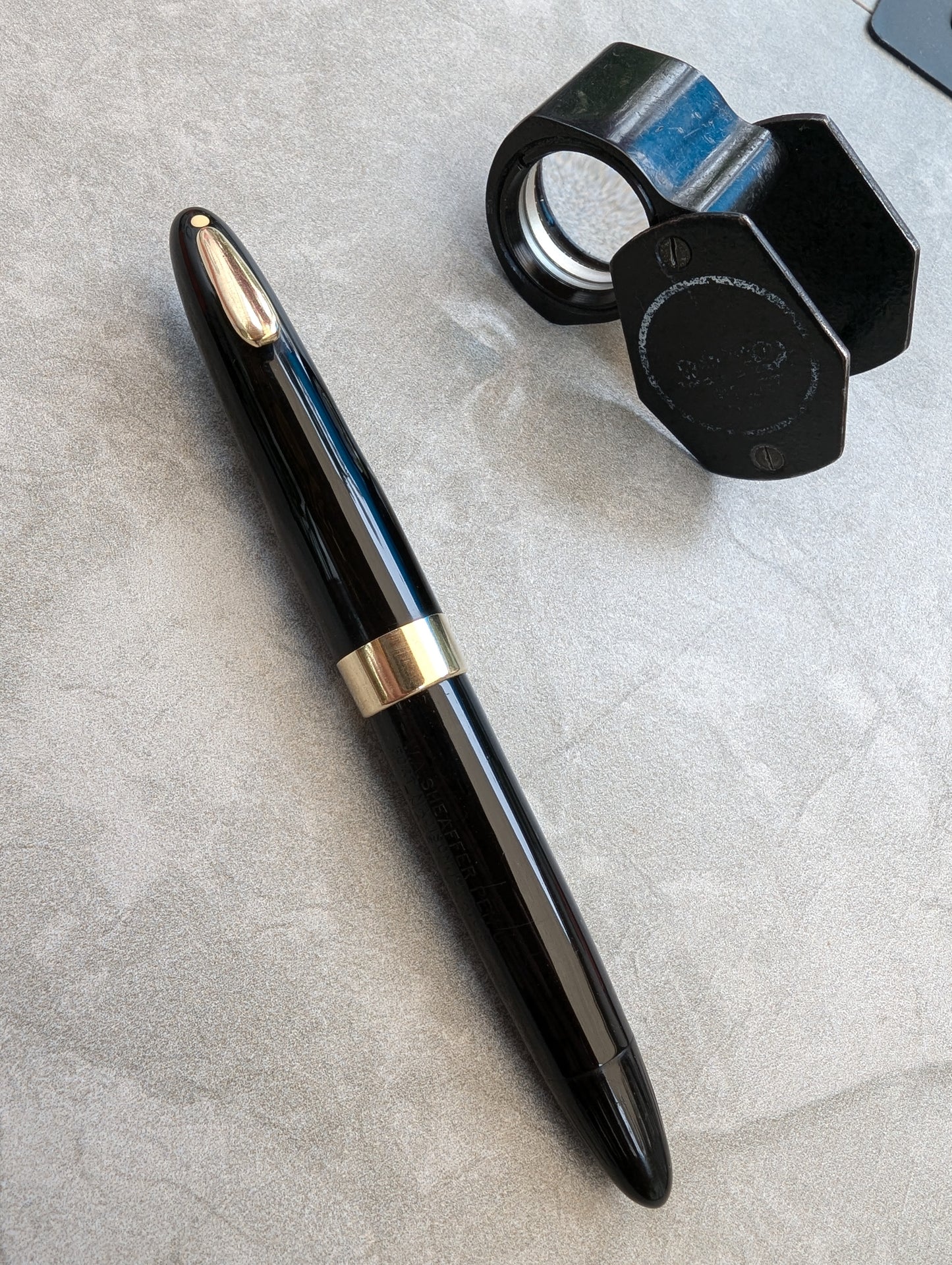 1948 Sheaffer Tuckaway Statesman noir - pointe fine Golden Spade