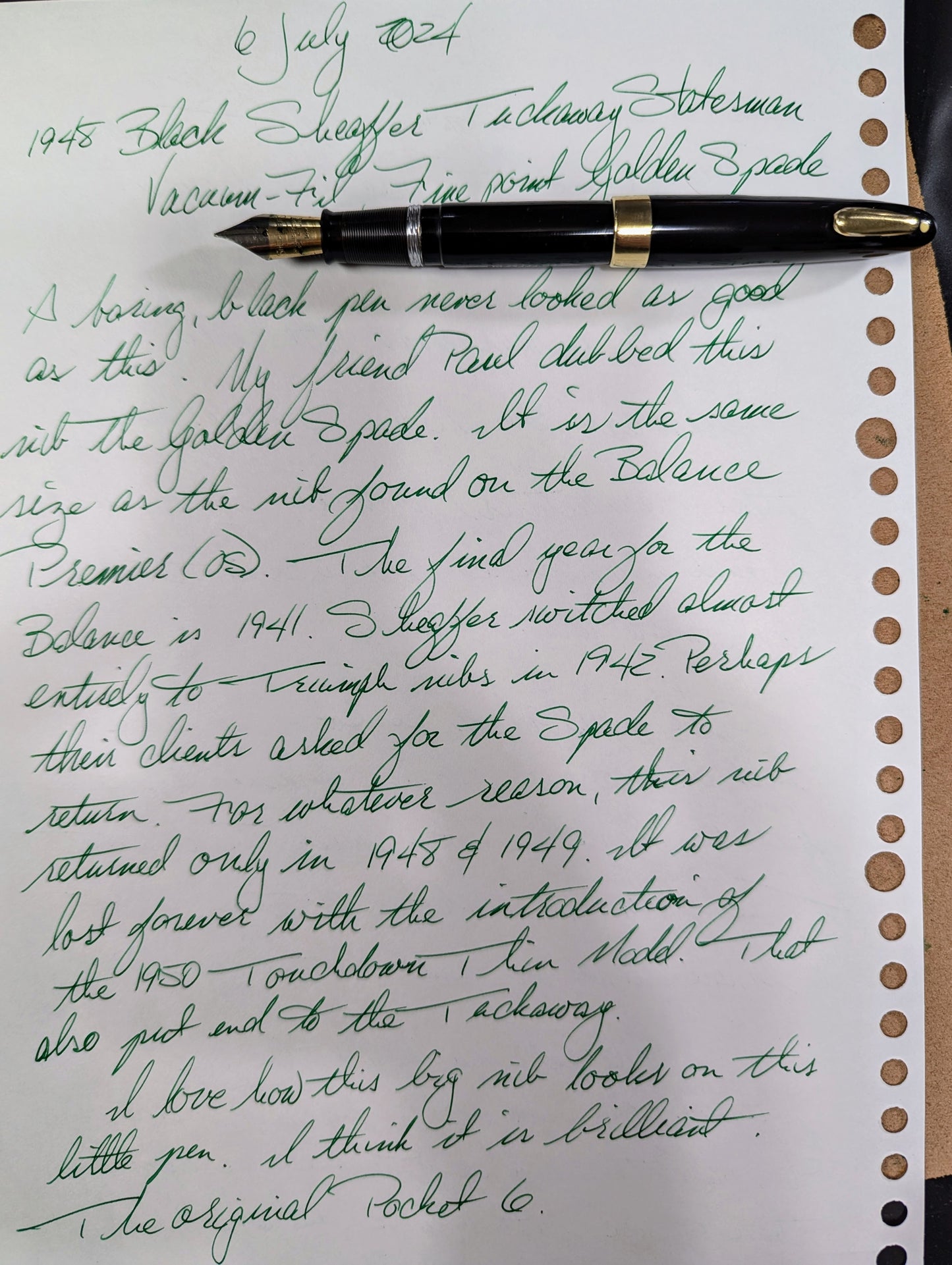 1948 Sheaffer Tuckaway Statesman noir - pointe fine Golden Spade