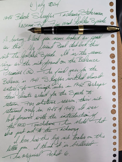 1948 Sheaffer Tuckaway Statesman noir - pointe fine Golden Spade