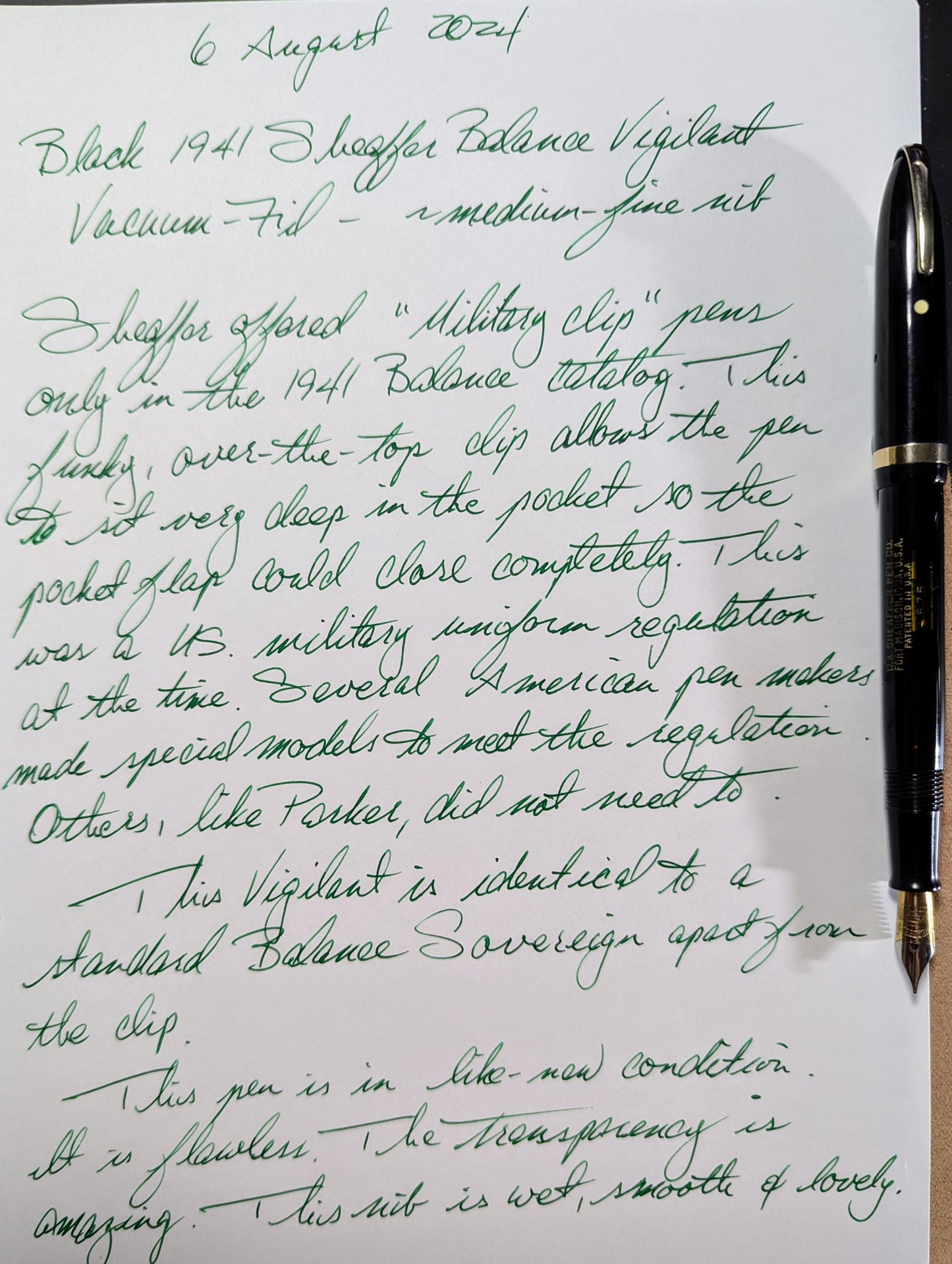 1941 Black Sheaffer Balance Vigilant - Vacuum-Fil - medium-fine point