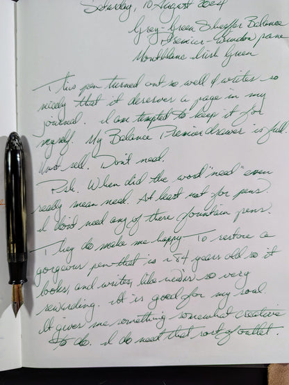 Green Sheaffer Balance Premier (OS) pen & pencil - Vacuum-fil - Window pane barrel - Fine point