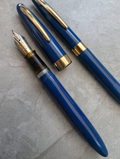 1948 Persian Blue Sheaffer Statesman fountain pen & pencil - Vacuum-Fil - Fine Golden Spade nib