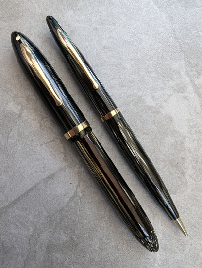 Green Sheaffer Balance Premier (OS) pen & pencil - Vacuum-fil - Window pane barrel - Fine point