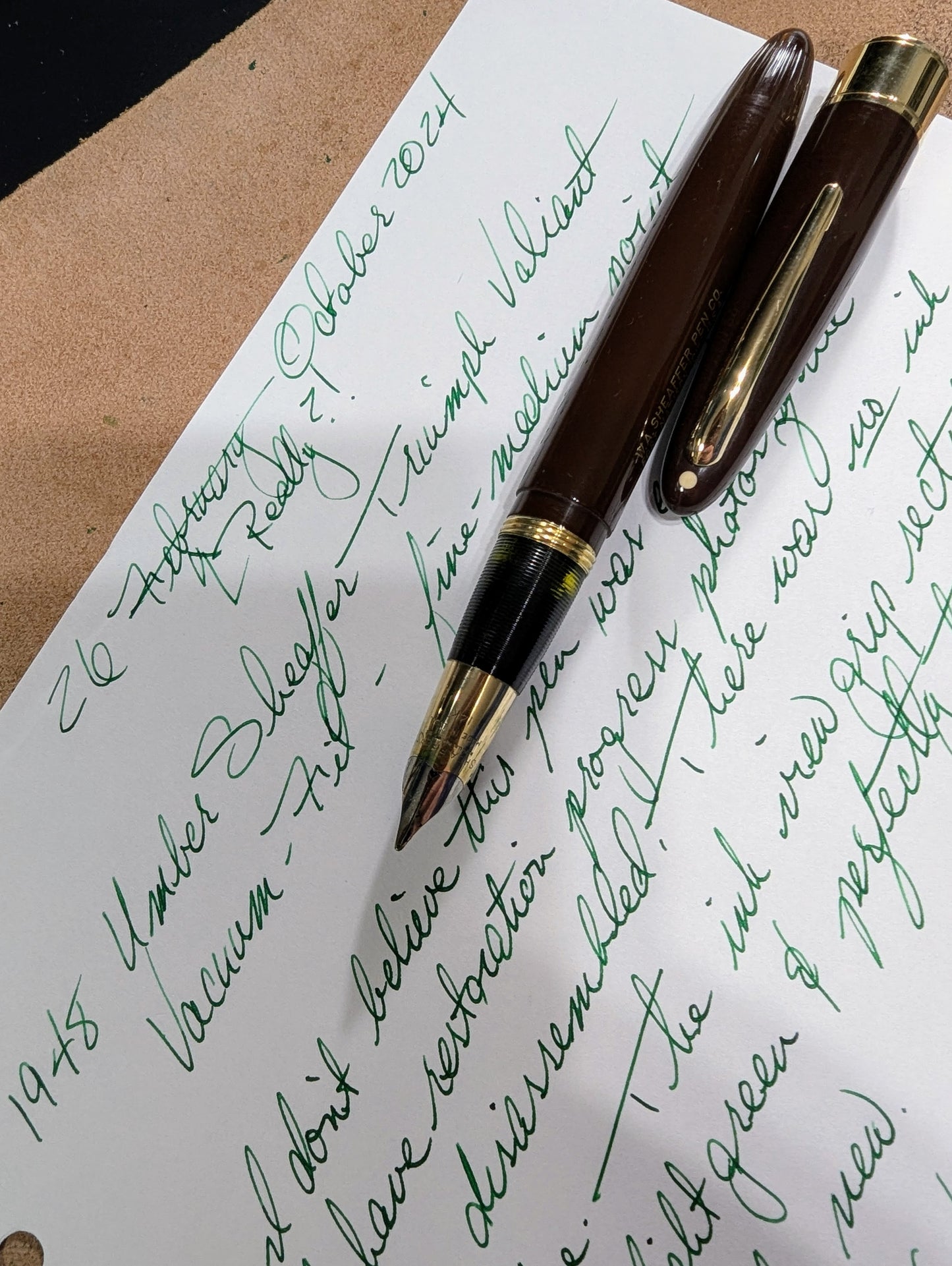 1948 Umber Sheaffer Triumph Valiant - fine-medium point