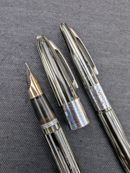 1946-7 Gray Pearl Sheaffer Triumph Valiant fountain pen & pencil - F-XF point