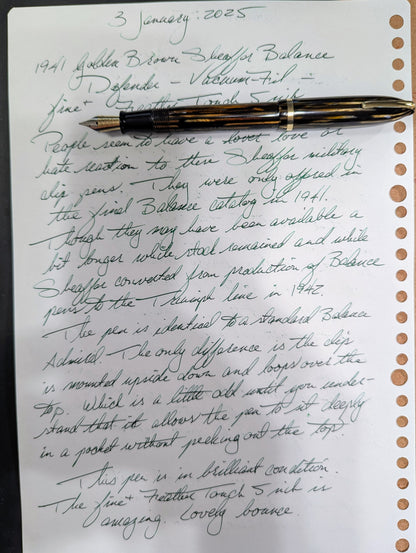 1941 Golden Brown Sheaffer Balance Defender - fine+ point