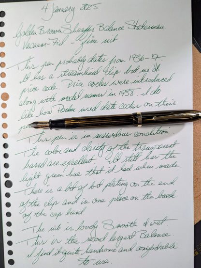 Golden Brown Sheaffer Balance Statesman fountain pen - fine point