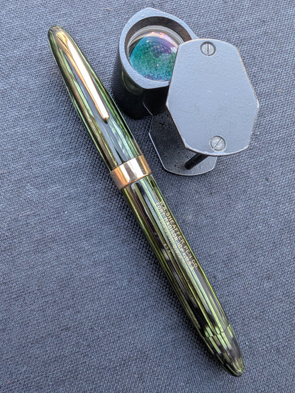 1947 Marine Green Sheaffer Sovereign Statesman fountain pen - Vacuum-Fil - Fine Golden Spade nib