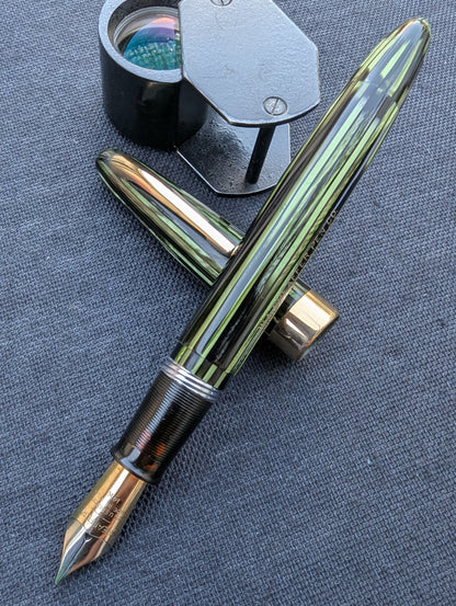 1947 Marine Green Sheaffer Sovereign Statesman fountain pen - Vacuum-Fil - Fine Golden Spade nib