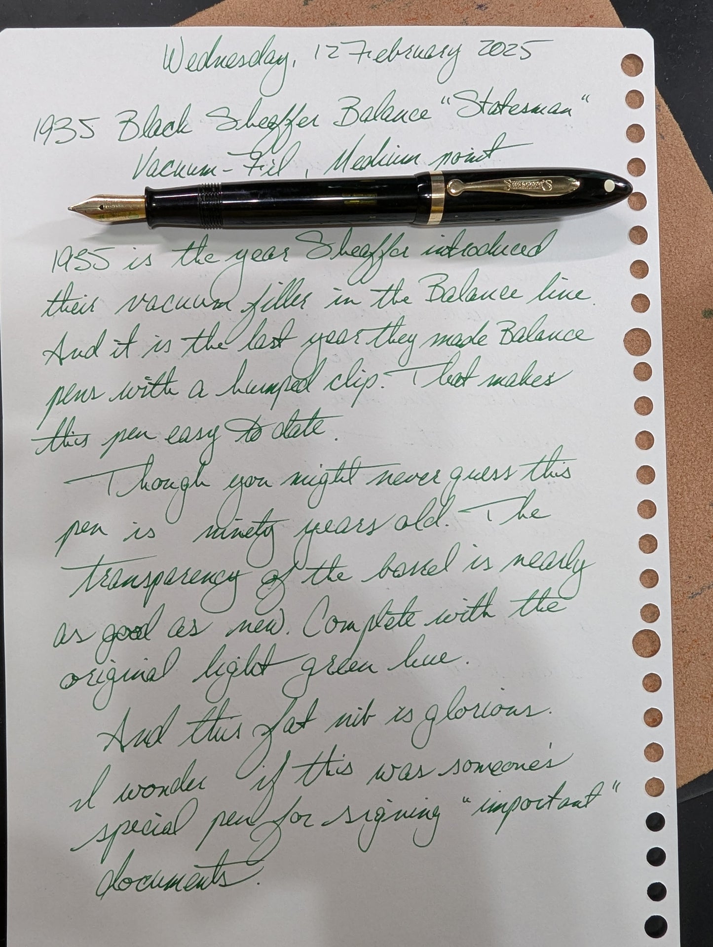 1935 Black Sheaffer Balance Statesman - Medium point