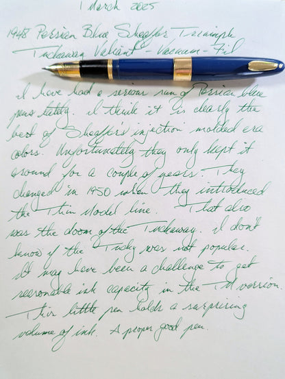 1948 Persian blue Sheaffer Triumph Tuckaway Valiant - Hidden