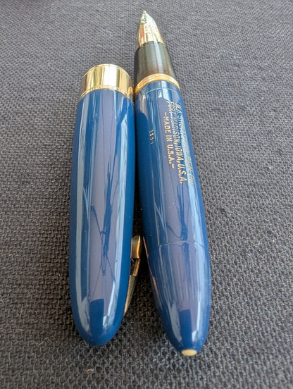 1948 Persian blue Sheaffer Triumph Tuckaway Valiant - fine-medium point