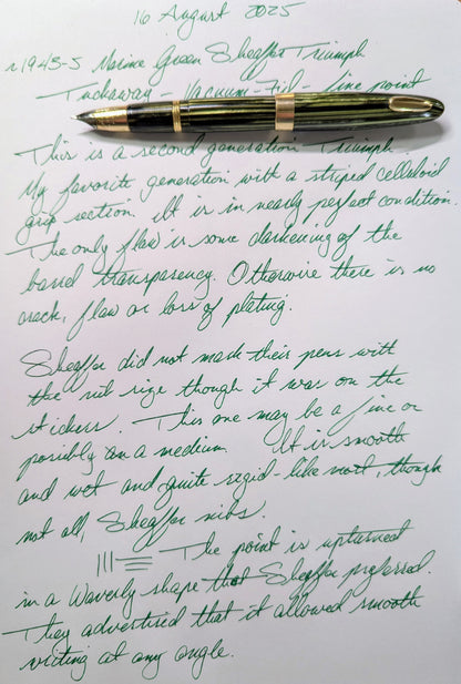 Marine Green Sheaffer Tuckaway Statesman fountain pen - fine point
