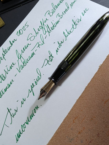 1938-41 Marine Green Sheaffer Balance Statesman - Vacuum-Fil - medium-broad point
