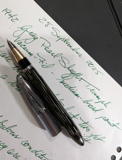 1942 Gray Sheaffer Triumph - Vacuum-Fil - medium-broad