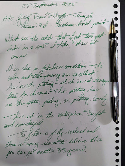 1942 Gray Sheaffer Triumph - Vacuum-Fil - medium-broad