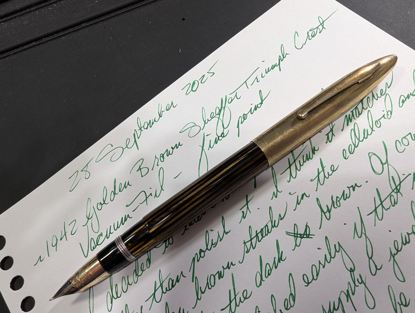 1942 Golden Brown Sheaffer Triumph Crest - fine point
