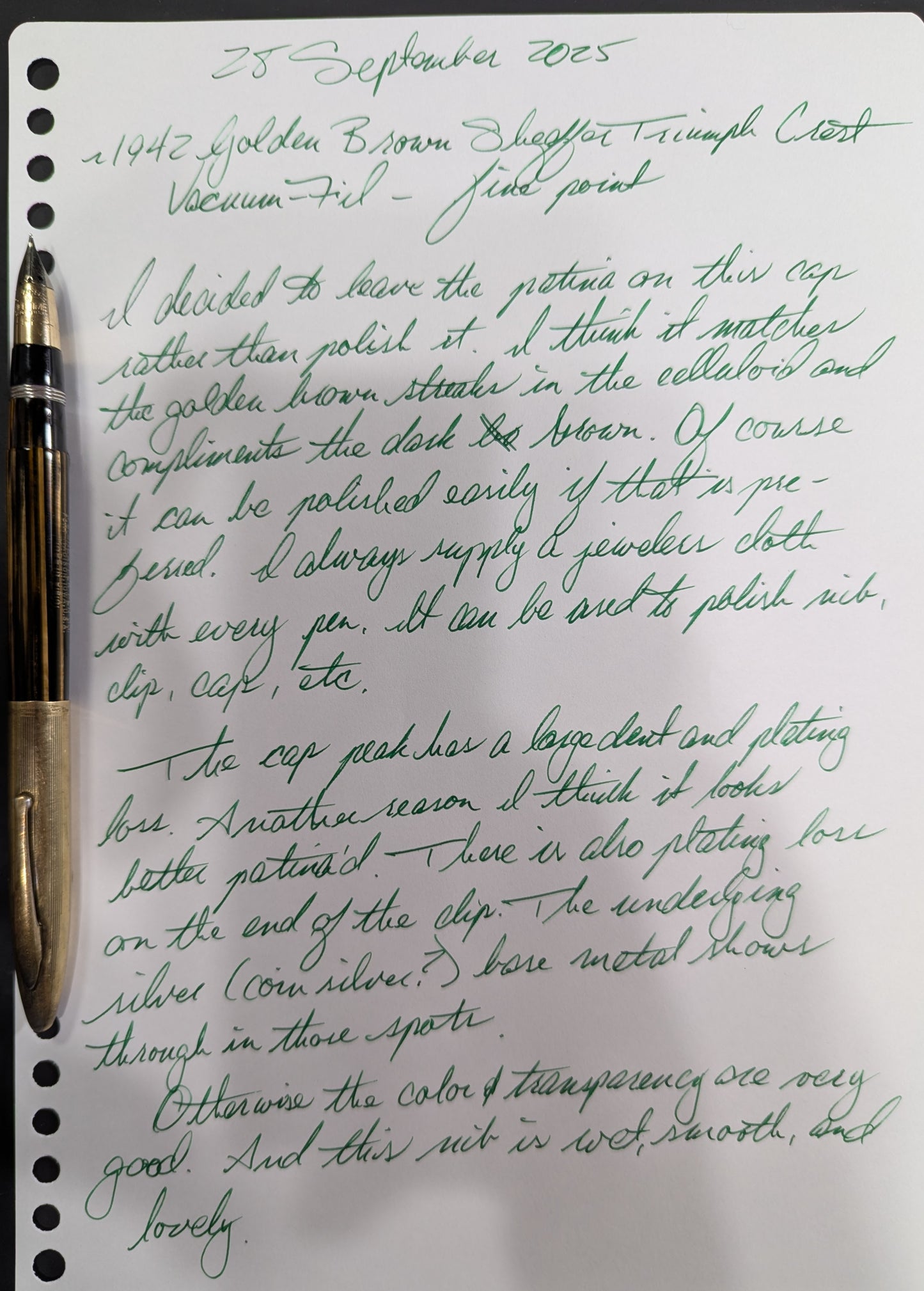 1942 Golden Brown Sheaffer Triumph Crest - fine point