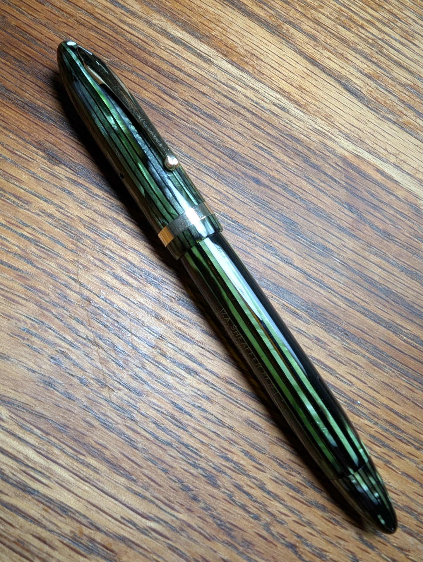 1938-41 Marine Green Sheaffer Balance Statesman - Vacuum-Fil - medium-broad point