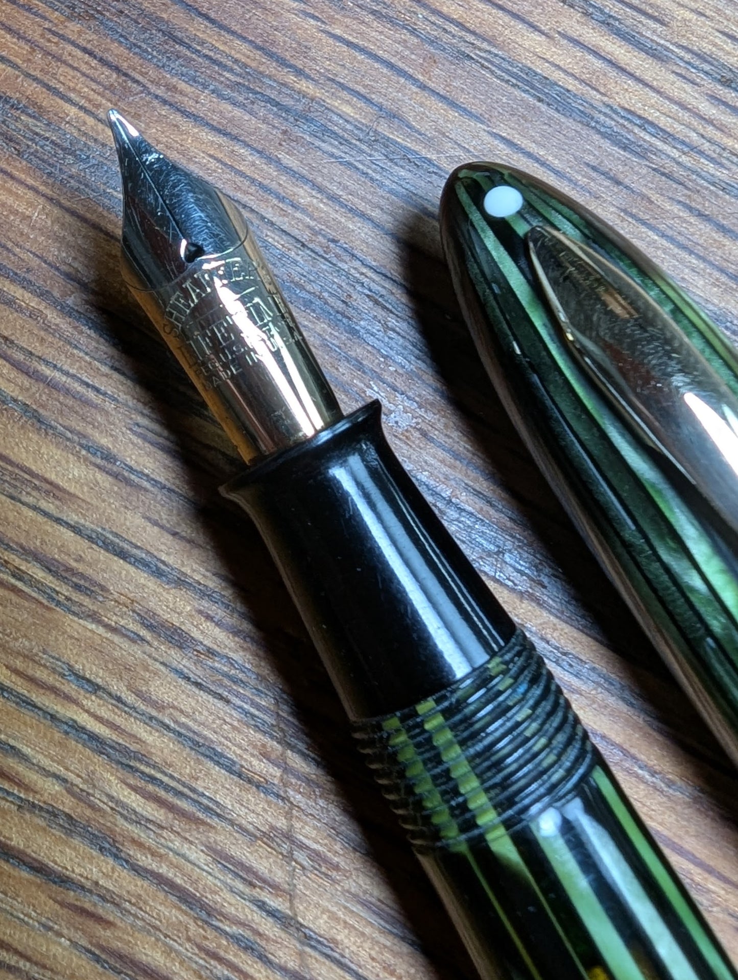 1938-41 Marine Green Sheaffer Balance Statesman - Vacuum-Fil - medium-broad point