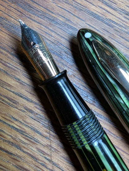 1938-41 Marine Green Sheaffer Balance Statesman - Vacuum-Fil - medium-broad point
