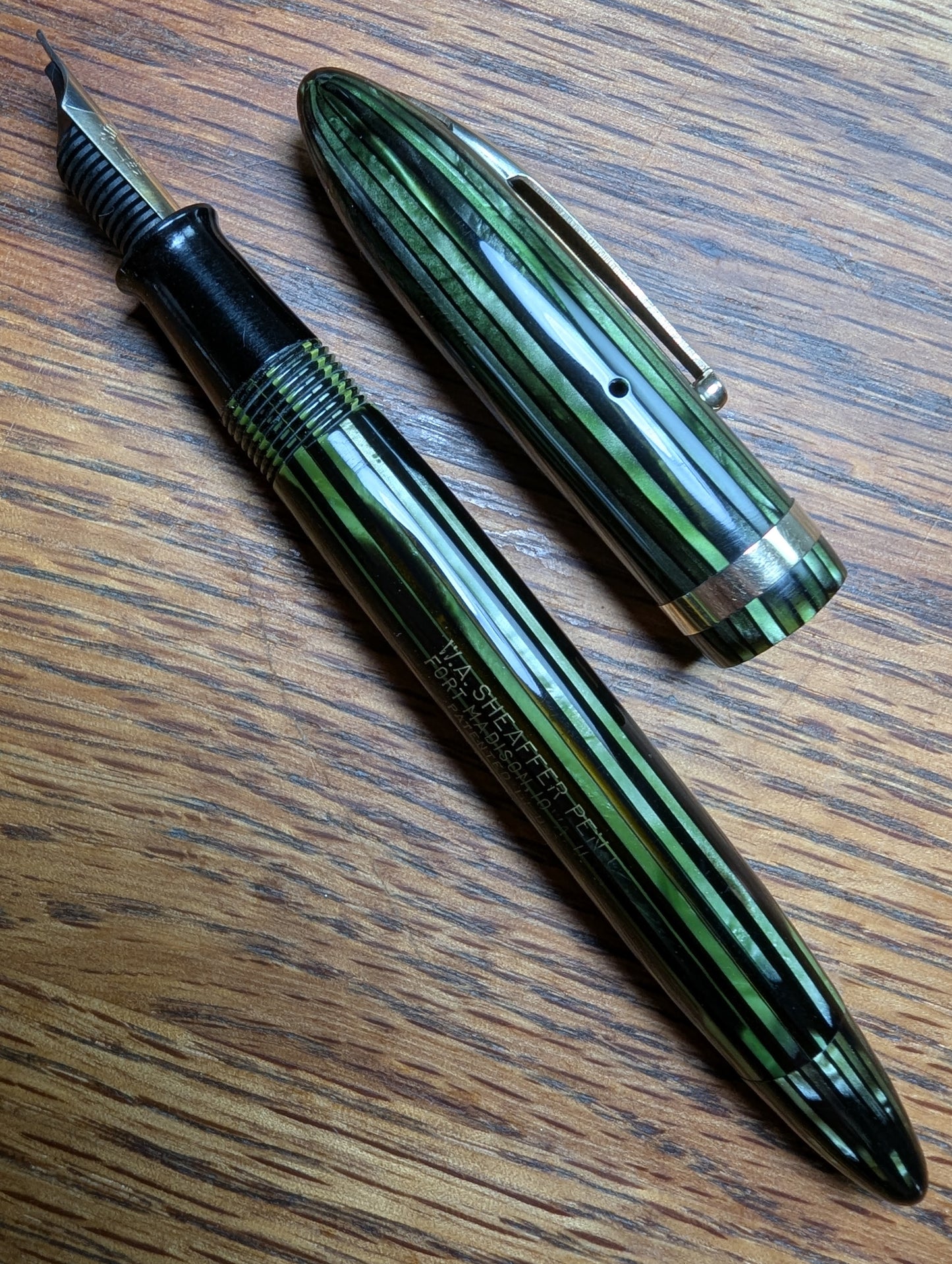 1938-41 Marine Green Sheaffer Balance Statesman - Vacuum-Fil - medium-broad point