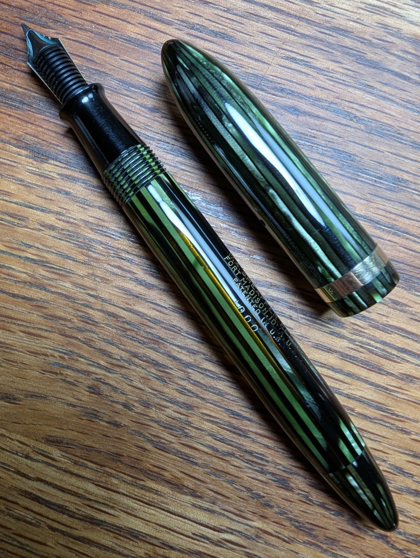 1938-41 Marine Green Sheaffer Balance Statesman - Vacuum-Fil - medium-broad point